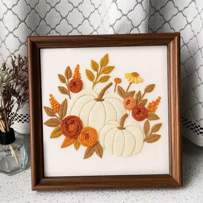 Rubbyoo Embroidery Kit - Botanical Pumpkin | Halloween Wall Hanging | Perfect Decor For Halloween - Embroidery Kit Plus An Extra Frame - image 9