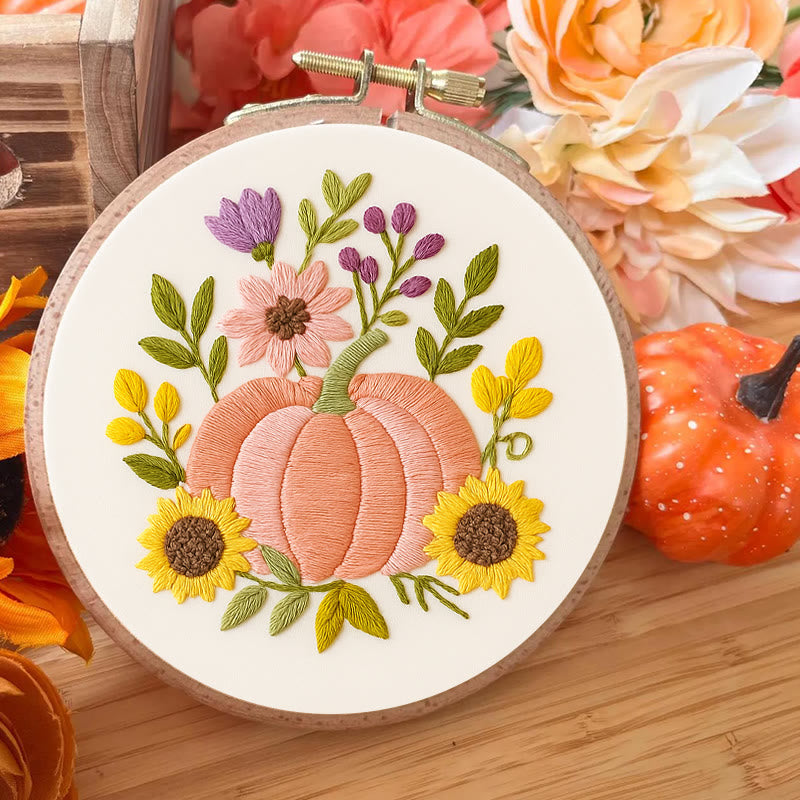 Rubbyoo Embroidery Kit - Pink Pumpkin | Unique Handmade Craft | Halloween Desk Ornament - image 2