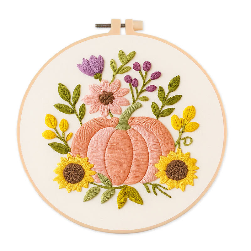 Rubbyoo Embroidery Kit - Pink Pumpkin | Unique Handmade Craft | Halloween Desk Ornament - 20*20cm - image 0