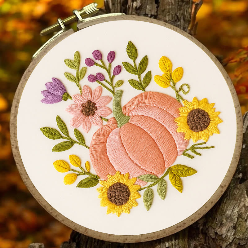 Rubbyoo Embroidery Kit - Pink Pumpkin | Unique Handmade Craft | Halloween Desk Ornament - image 1