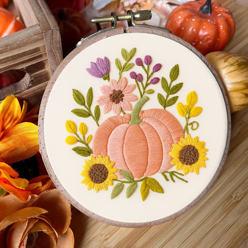 Rubbyoo Embroidery Kit - Pink Pumpkin | Unique Handmade Craft | Halloween Desk Ornament - image 3