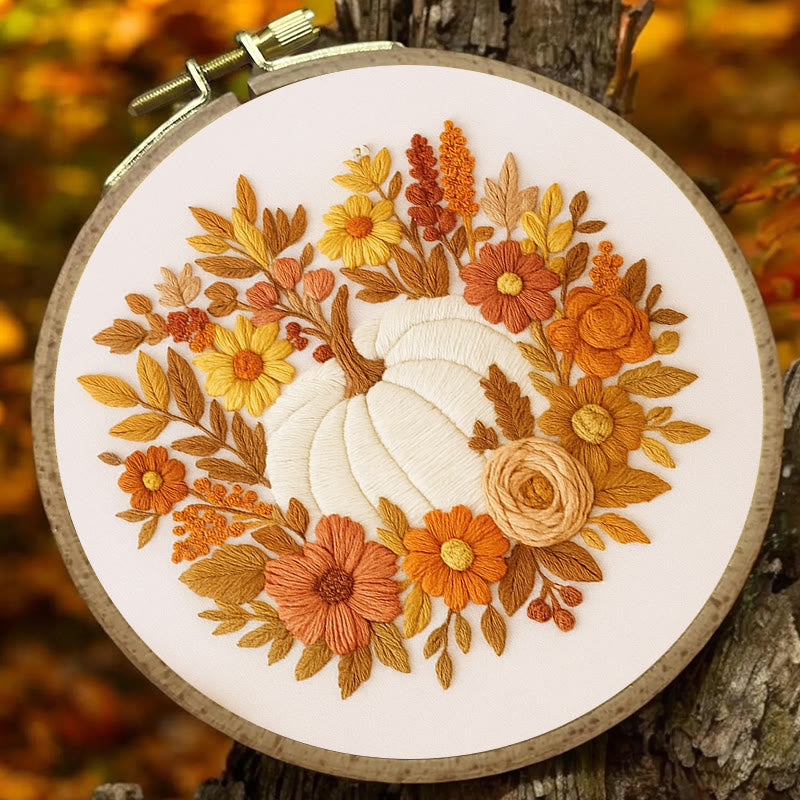 Rubbyoo Embroidery Kit - Autumn Pumpkin |  Perfect  Fall Craft | Halloween Decor Project - image 1