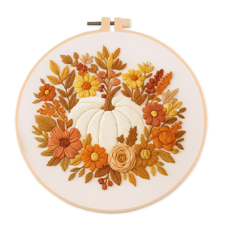 Rubbyoo Embroidery Kit - Autumn Pumpkin |  Perfect  Fall Craft | Halloween Decor Project - 20*20cm - image 0