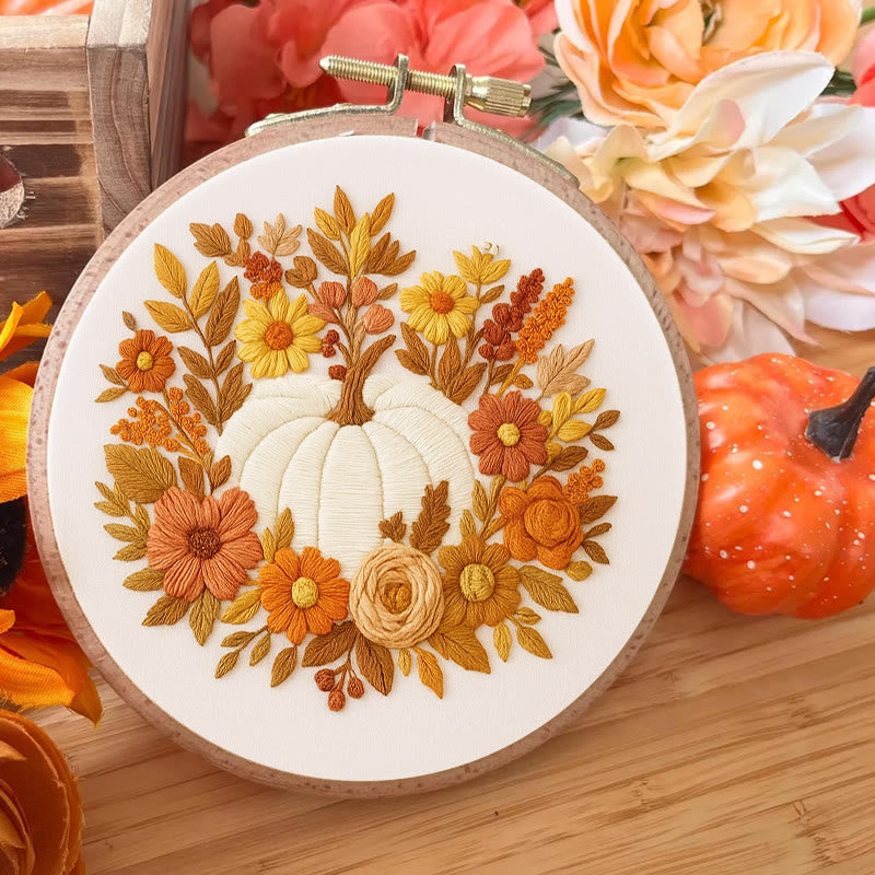 Rubbyoo Embroidery Kit - Autumn Pumpkin |  Perfect  Fall Craft | Halloween Decor Project - image 2