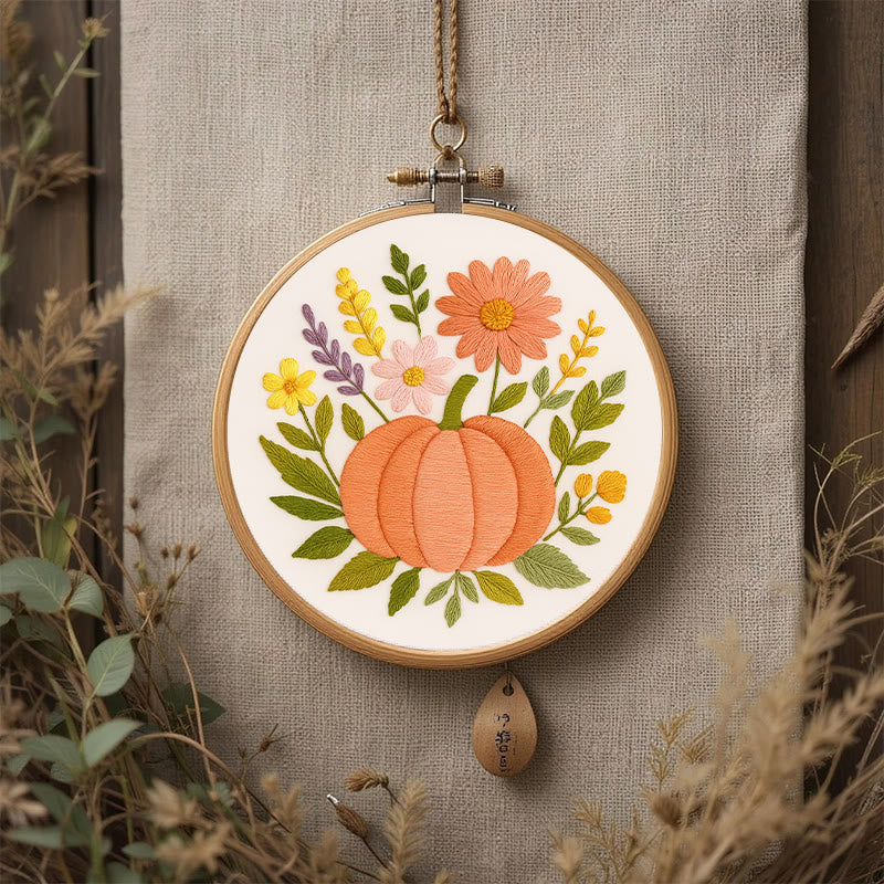 Rubbyoo Embroidery Kit - Blooming Pumpkin | Floral Diy Handicraft | Halloween Needle Artwork - image 6