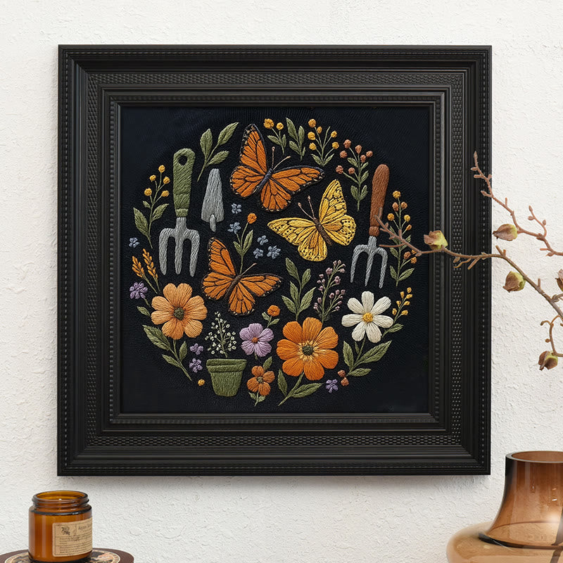 Rubbyoo Embroidery Kit - Beautiful Butterfly | Diy Craft Gift | Beginner Floral Needlepoint Kit - Embroidery Kit Plus An Extra Frame - image 3