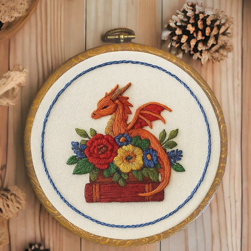 Rubbyoo Embroidery Kit - Charming Dragon |  Fantasy Floral Craft |  Beginner Friendly Needlepoint  - image 3
