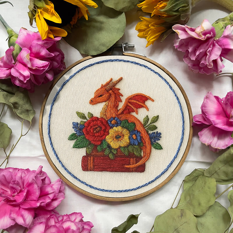 Rubbyoo Embroidery Kit - Charming Dragon |  Fantasy Floral Craft |  Beginner Friendly Needlepoint  - image 1