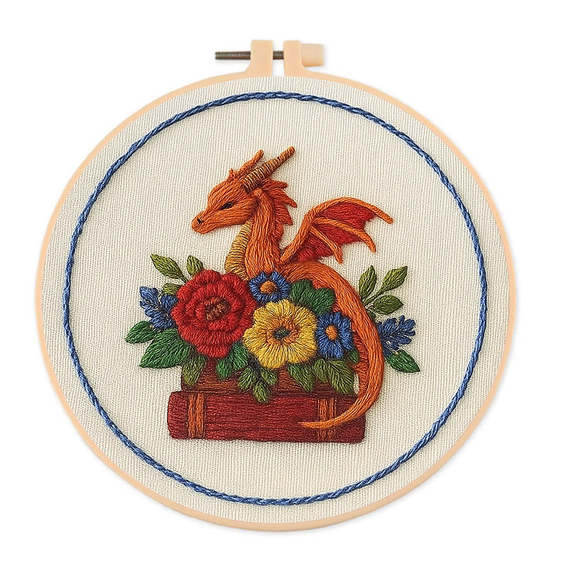 Rubbyoo Embroidery Kit - Charming Dragon |  Fantasy Floral Craft |  Beginner Friendly Needlepoint  - 20*20cm - image 0