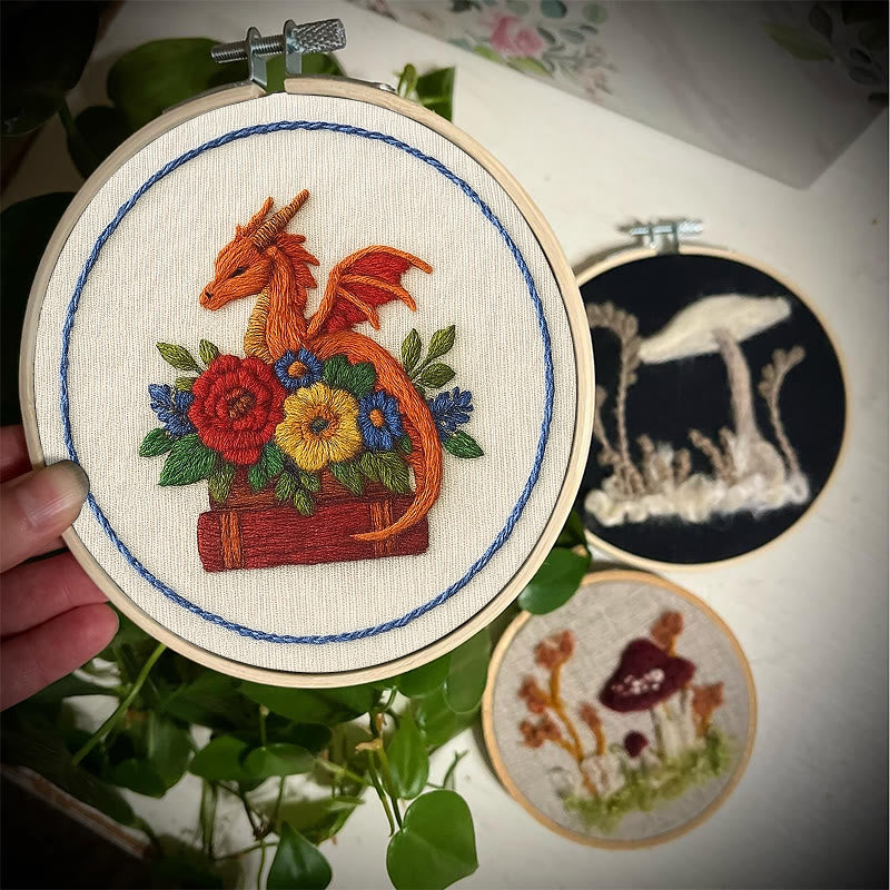 Rubbyoo Embroidery Kit - Charming Dragon |  Fantasy Floral Craft |  Beginner Friendly Needlepoint  - image 4