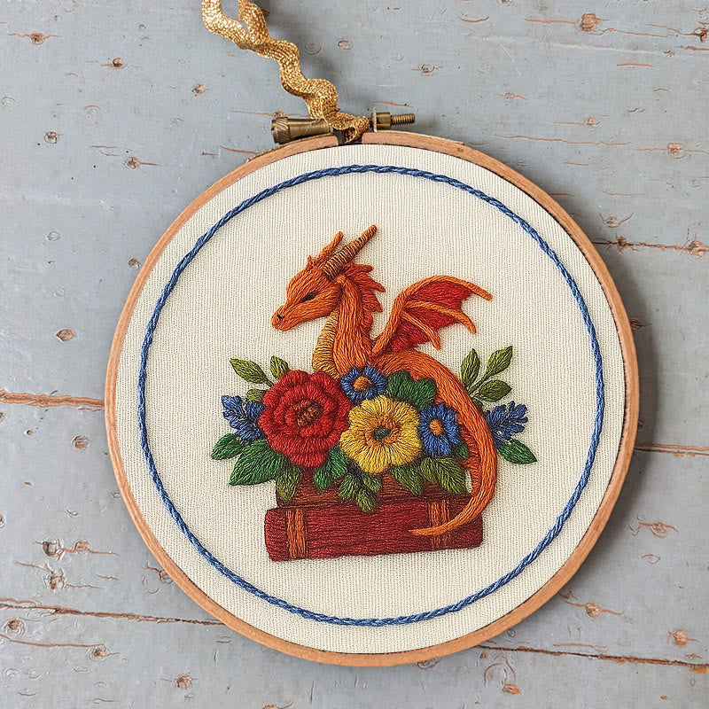 Rubbyoo Embroidery Kit - Charming Dragon |  Fantasy Floral Craft |  Beginner Friendly Needlepoint  - image 5