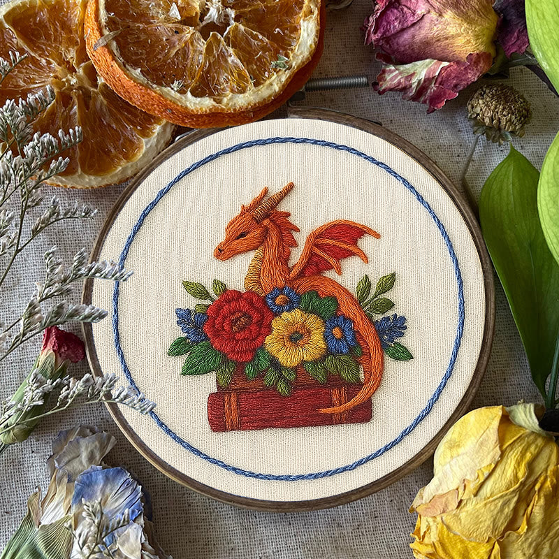 Rubbyoo Embroidery Kit - Charming Dragon |  Fantasy Floral Craft |  Beginner Friendly Needlepoint  - image 2