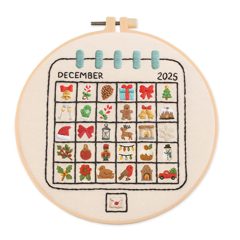 Rubbyoo Embroidery Kit - December Calendar | Christmas Home Decoration | Perfect Gifts For Crafters - 20*20cm - image 0