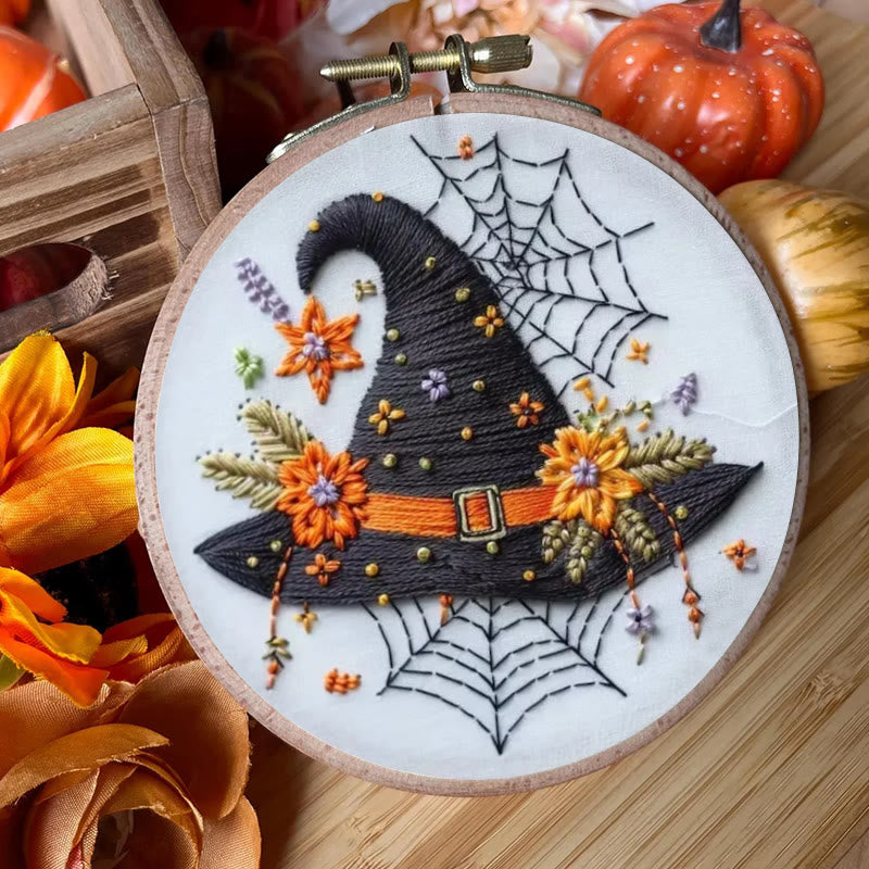 Rubbyoo Embroidery Kit - Spider Wizard Hat | Decorative Halloween Craft | Spooky Halloween Gifts - image 1