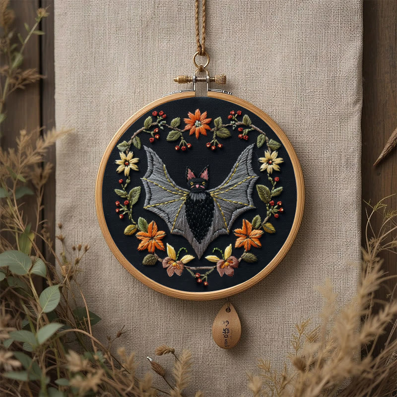 Rubbyoo Embroidery Kit - Halloween Floral Bats | Diy Halloween Crafts | Creative Wall Hanging - image 6
