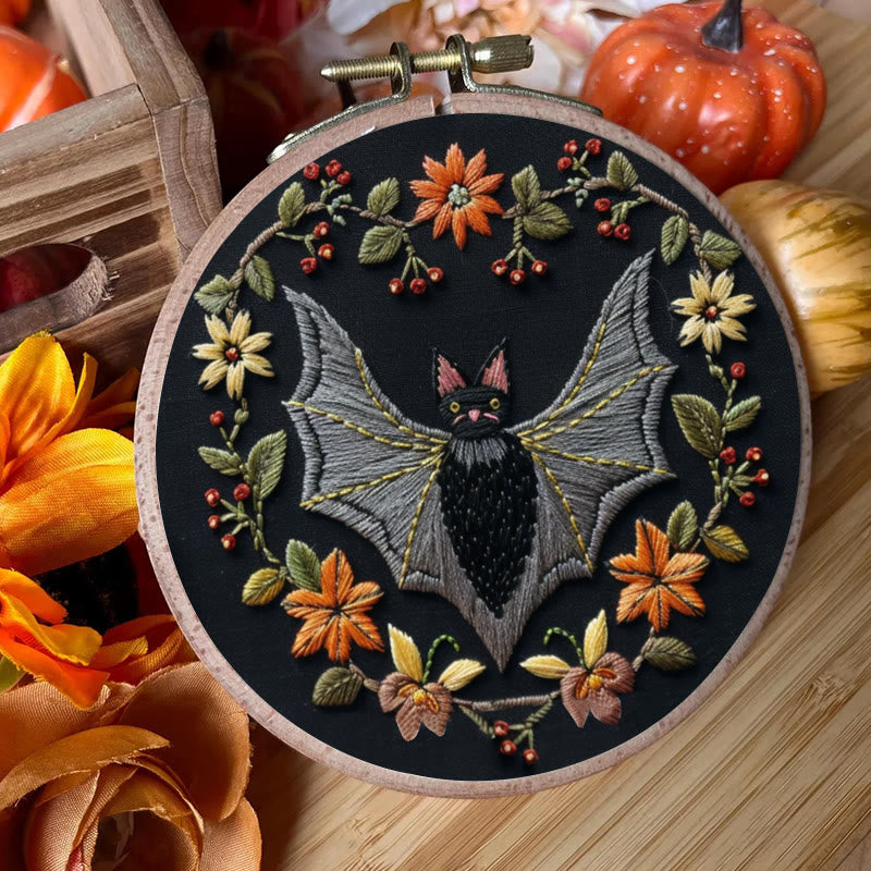 Rubbyoo Embroidery Kit - Halloween Floral Bats | Diy Halloween Crafts | Creative Wall Hanging - image 5