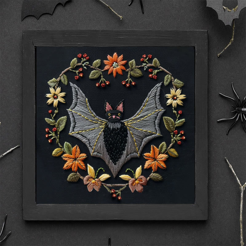 Rubbyoo Embroidery Kit - Halloween Floral Bats | Diy Halloween Crafts | Creative Wall Hanging - image 8