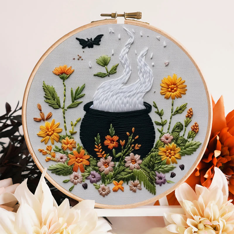 Rubbyoo Embroidery Kit - Magical Cauldron | Personalized Halloween Ornament | Beginner Halloween Handicraft - image 1