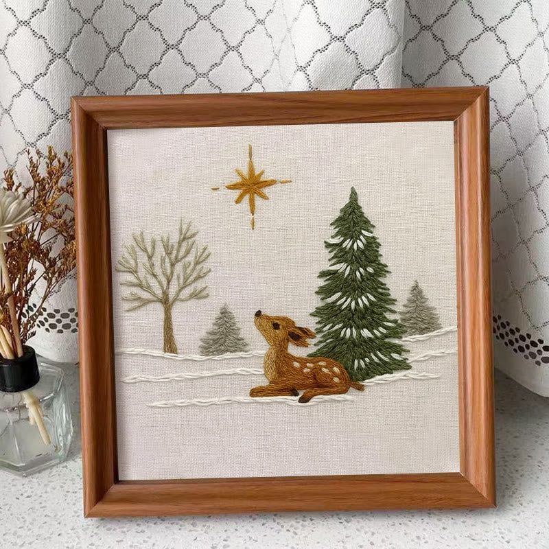 Rubbyoo Embroidery Kit - Deer In The Snow | Christmas Handmade Artwork | Perfect Gift For Home Decor - Embroidery Kit Plus An Extra Frame - image 9