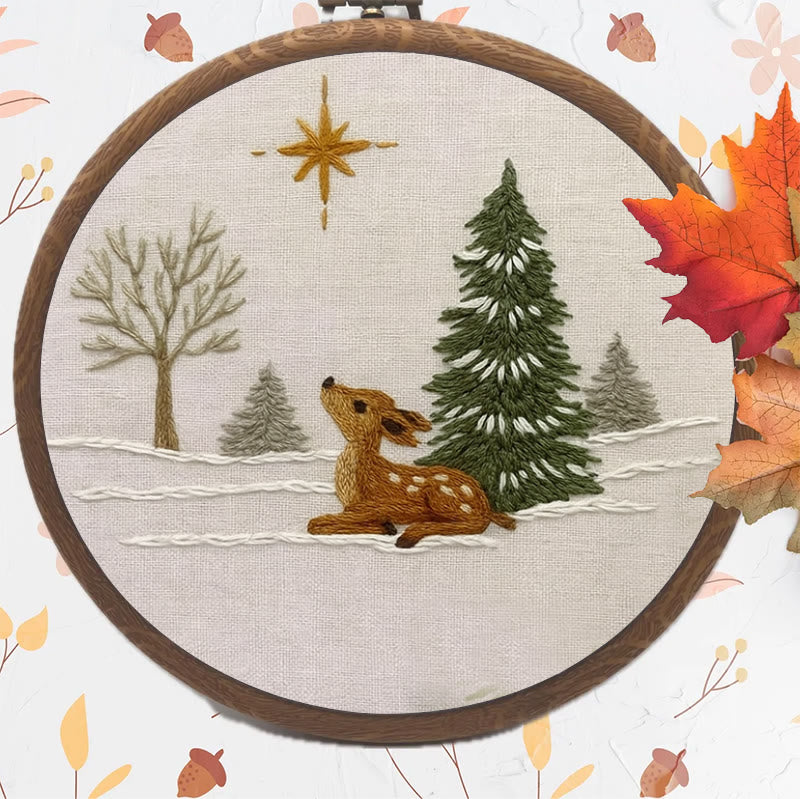 Rubbyoo Embroidery Kit - Deer In The Snow | Christmas Handmade Artwork | Perfect Gift For Home Decor - image 1