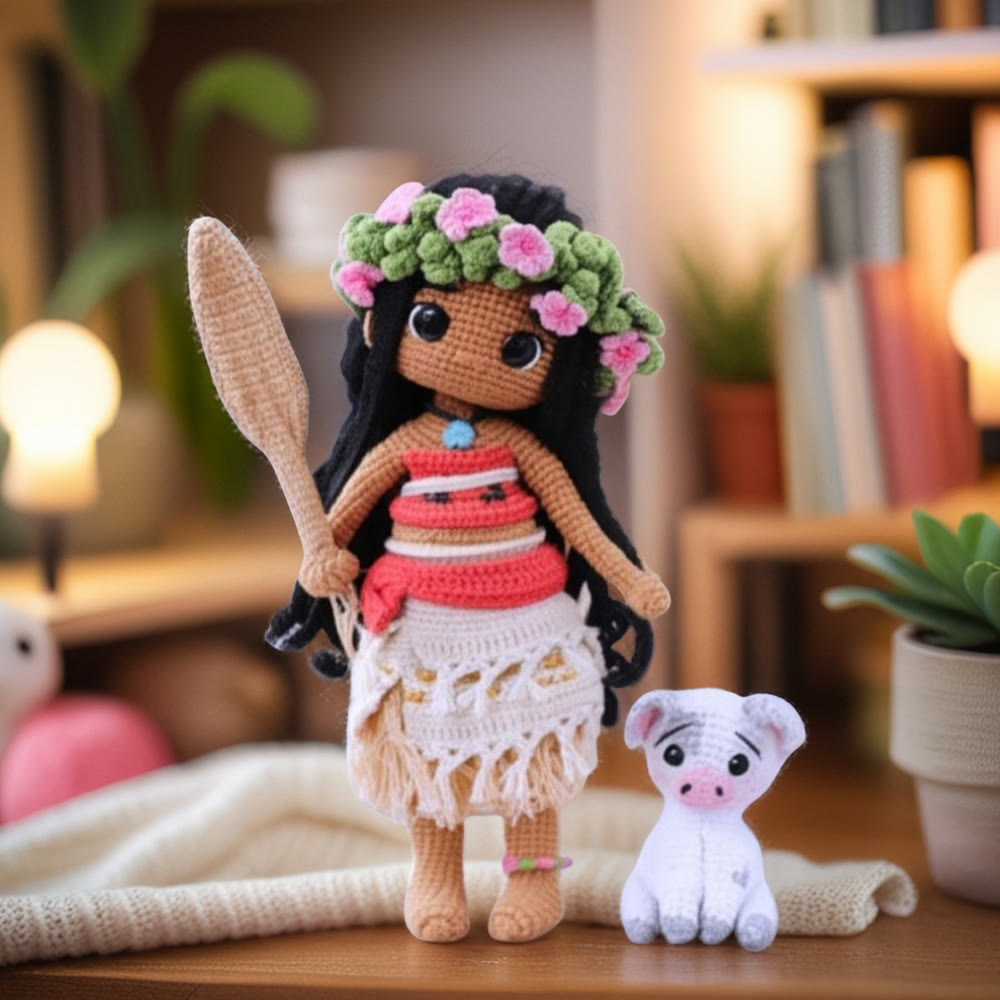 Diy Handmade Girl With Paddle Crochet Kit - Unique Yarn Handicraft | Plush Toy For Child Birthday  - Diy Handmade Girl With Paddle Crochet Kit - image 0