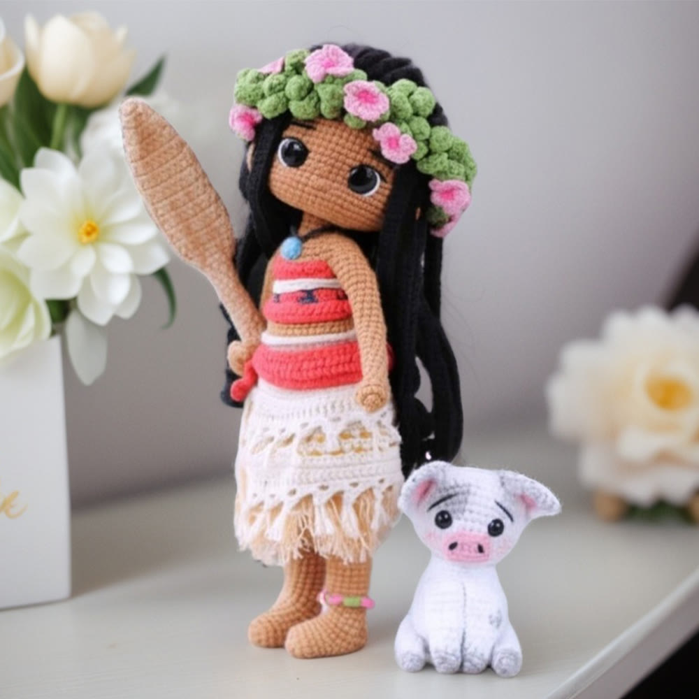 Diy Handmade Girl With Paddle Crochet Kit - Unique Yarn Handicraft | Plush Toy For Child Birthday  - image 1