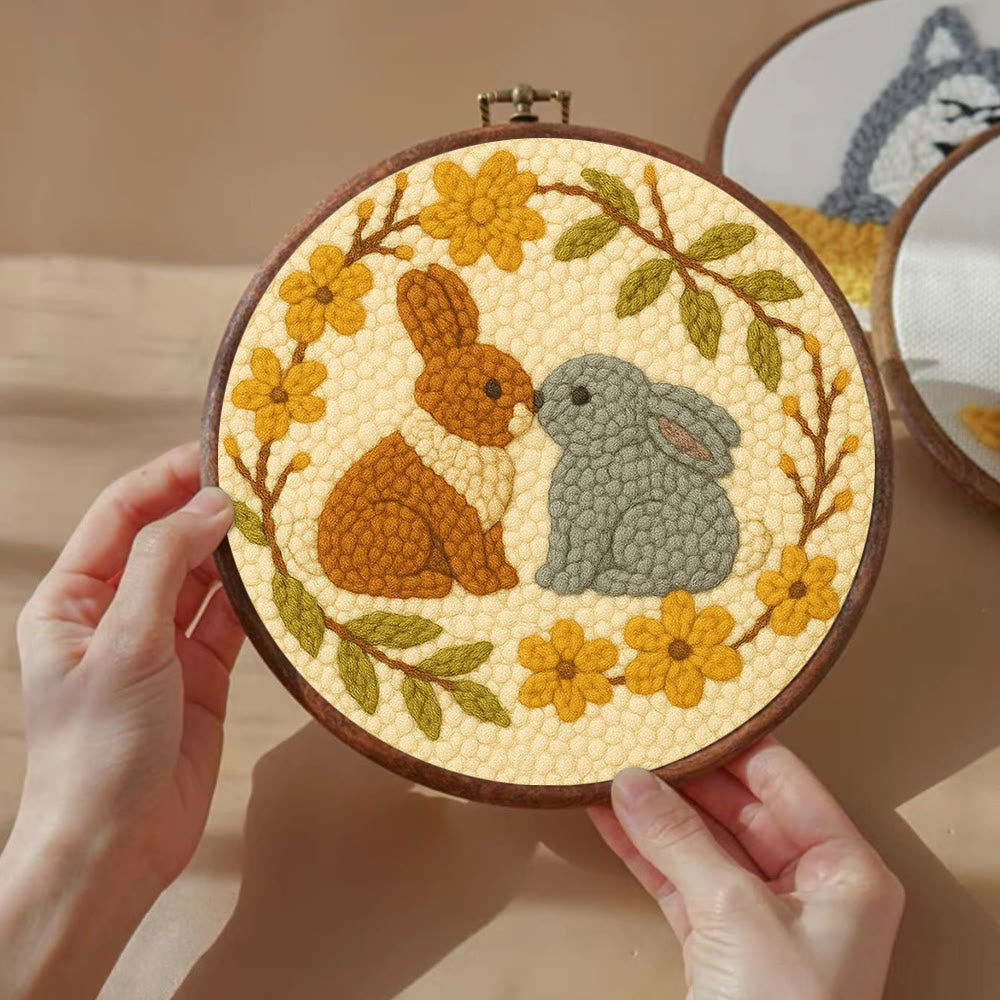  Loving Rabbits Punch Needle Kit - Handmade Gift For Lovers | Unique Valentine Gifts - image 4