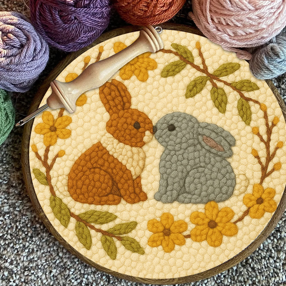  Loving Rabbits Punch Needle Kit - Handmade Gift For Lovers | Unique Valentine Gifts - image 3