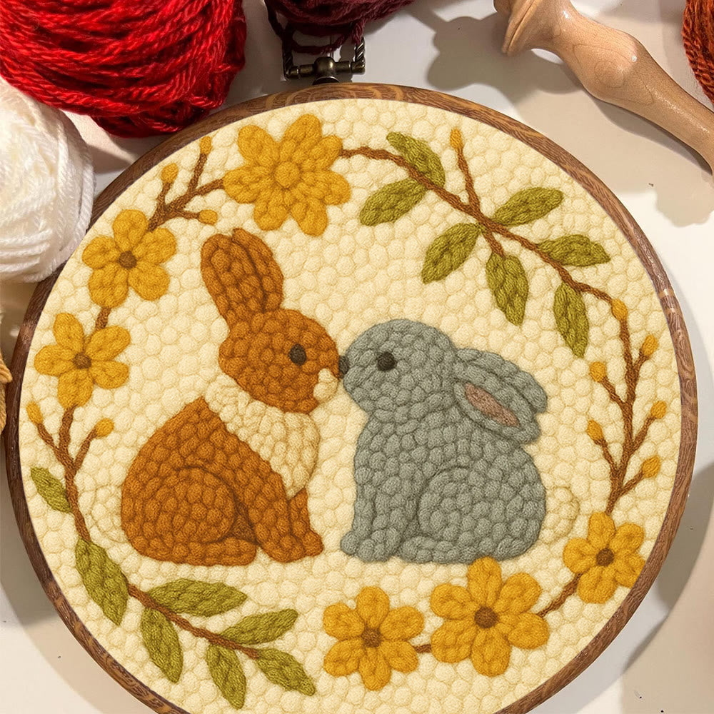  Loving Rabbits Punch Needle Kit - Handmade Gift For Lovers | Unique Valentine Gifts - image 1