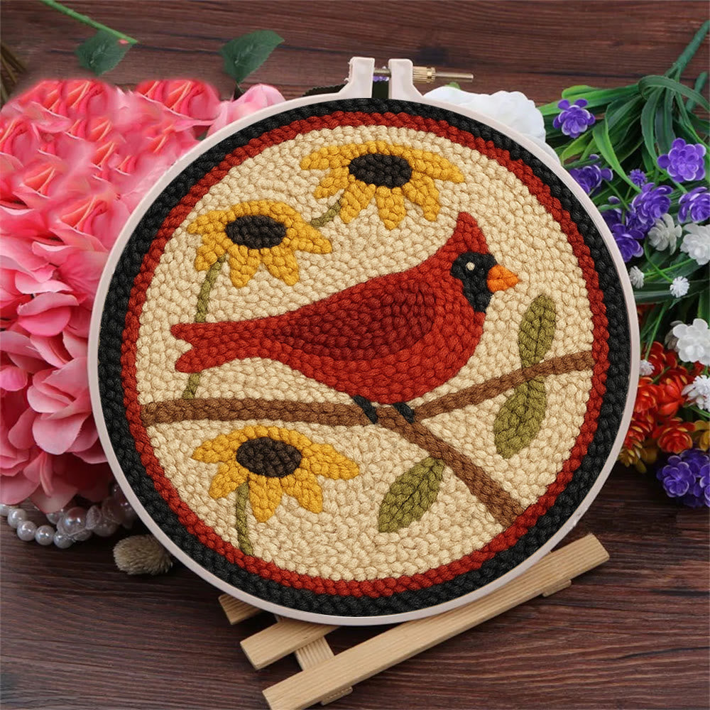 Floral Cardinal Punch Needle Kit - Nice Gifts For Bird Lovers |  Perfect For Christmas Decor - image 6