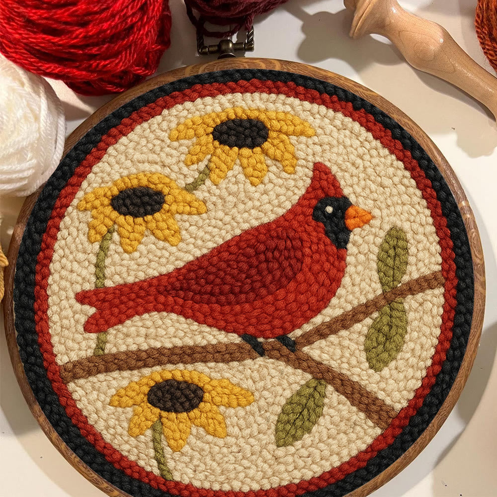 Floral Cardinal Punch Needle Kit - Nice Gifts For Bird Lovers |  Perfect For Christmas Decor - image 3