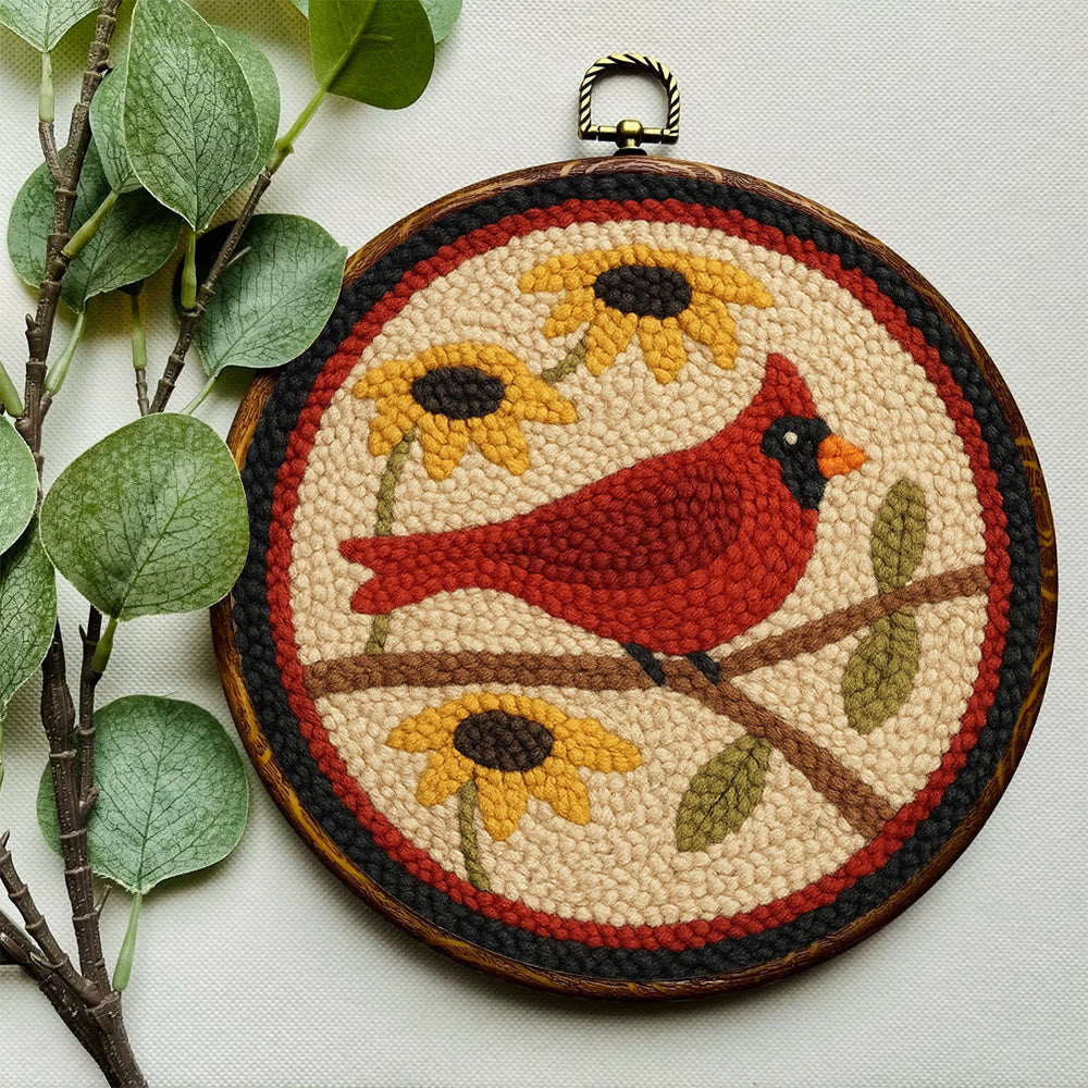 Floral Cardinal Punch Needle Kit - Nice Gifts For Bird Lovers |  Perfect For Christmas Decor - image 2