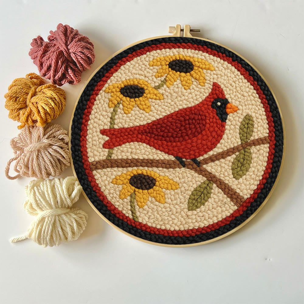 Floral Cardinal Punch Needle Kit - Nice Gifts For Bird Lovers |  Perfect For Christmas Decor - image 4