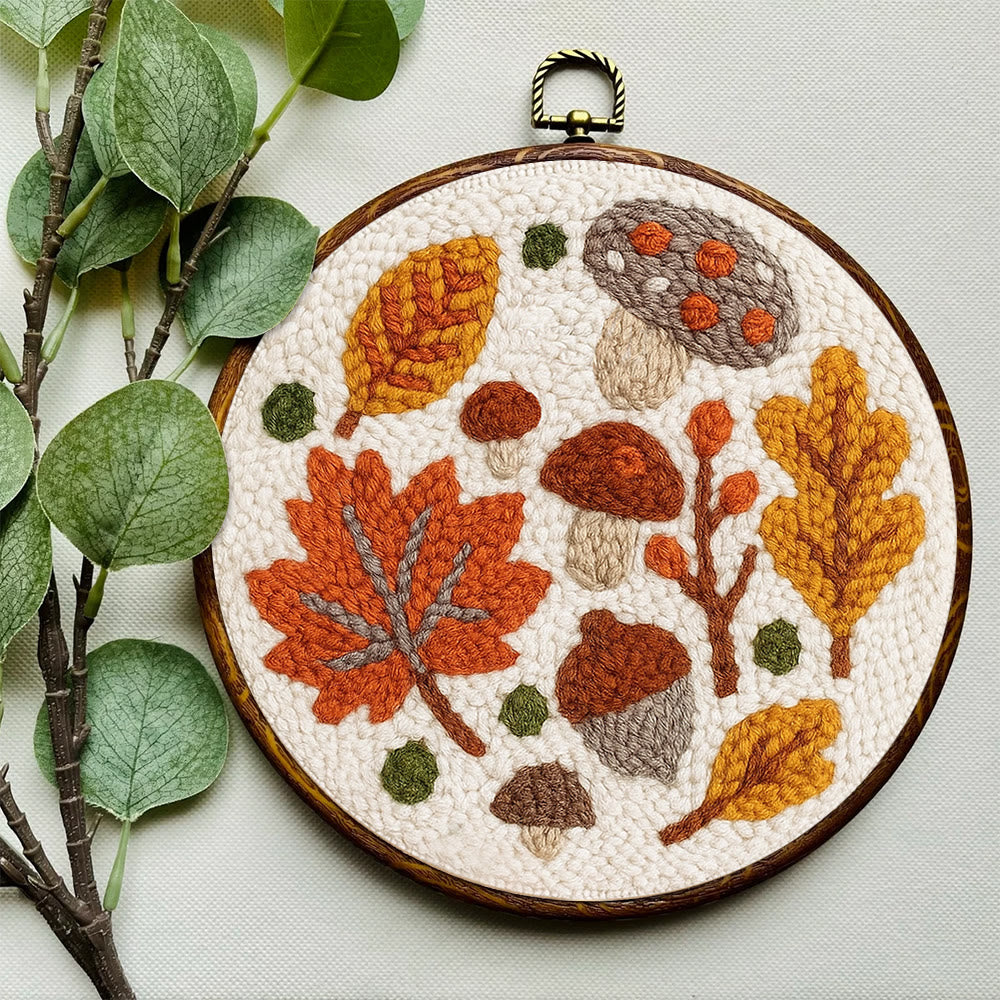 Autumn Leaves Punch Needle Kit - Diy Wall Hanging | Seasonal Needle Artwork - image 9