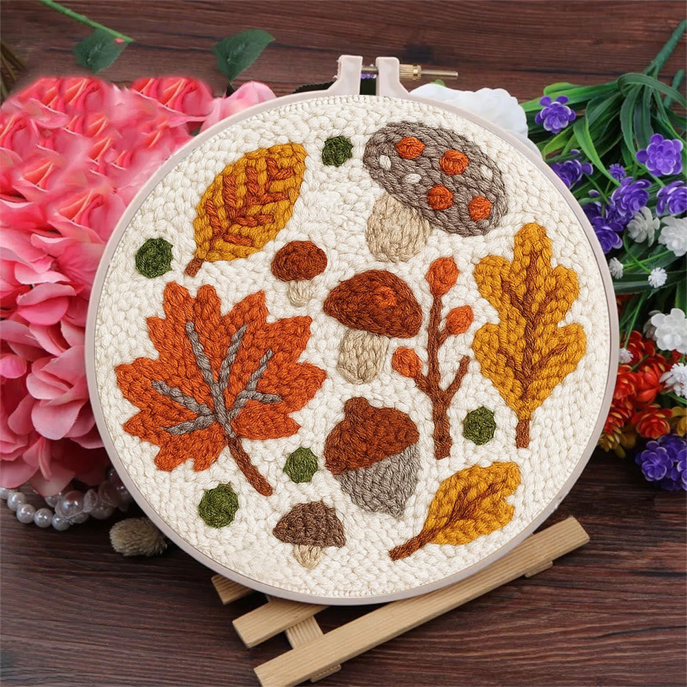 Autumn Leaves Punch Needle Kit - Diy Wall Hanging | Seasonal Needle Artwork - image 2