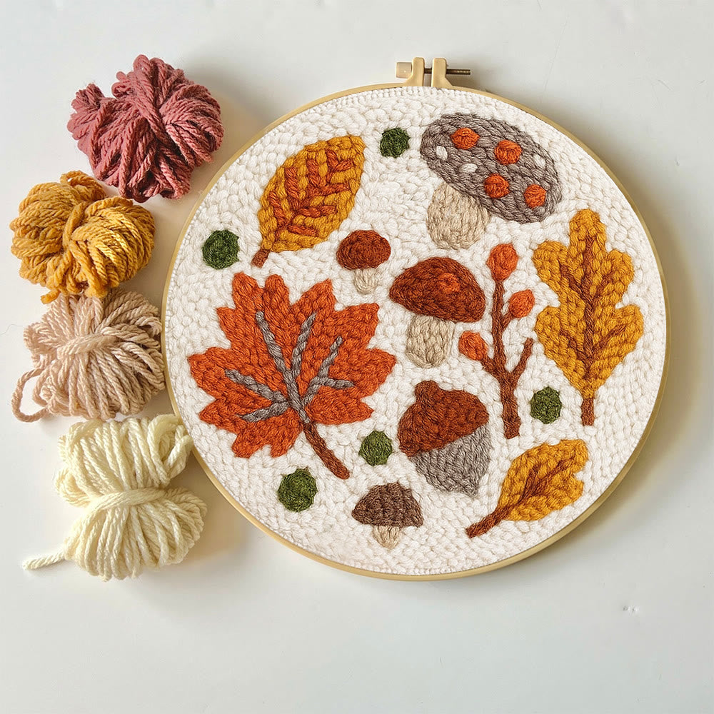 Autumn Leaves Punch Needle Kit - Diy Wall Hanging | Seasonal Needle Artwork - image 4