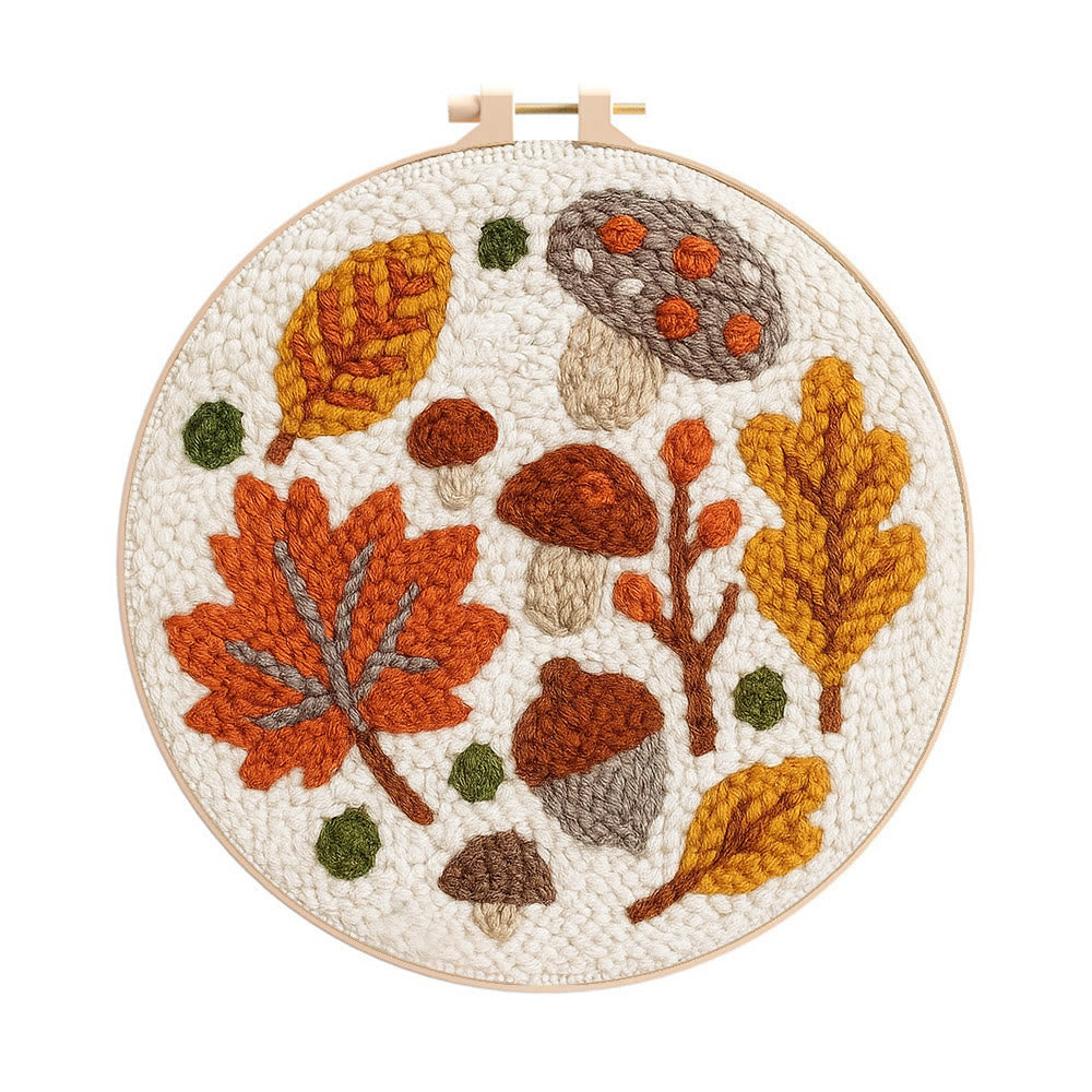 Autumn Leaves Punch Needle Kit - Diy Wall Hanging | Seasonal Needle Artwork - 20cm*20cm - image 0
