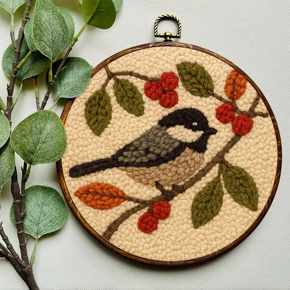 Chickadee Birds Punch Needle Kit - Diy Home Ornament | Beginner Friendly Needlework - image 3