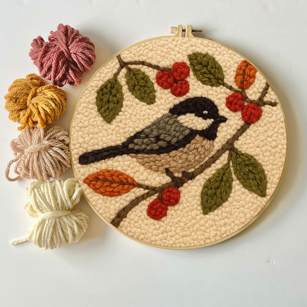 Chickadee Birds Punch Needle Kit - Diy Home Ornament | Beginner Friendly Needlework - image 4