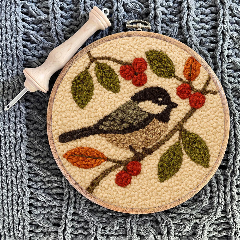 Chickadee Birds Punch Needle Kit - Diy Home Ornament | Beginner Friendly Needlework - image 8