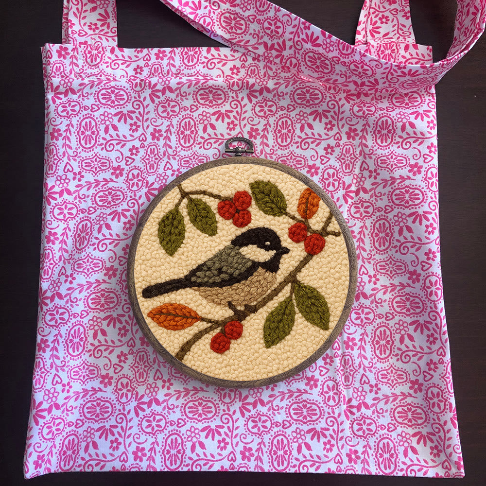Chickadee Birds Punch Needle Kit - Diy Home Ornament | Beginner Friendly Needlework - image 10