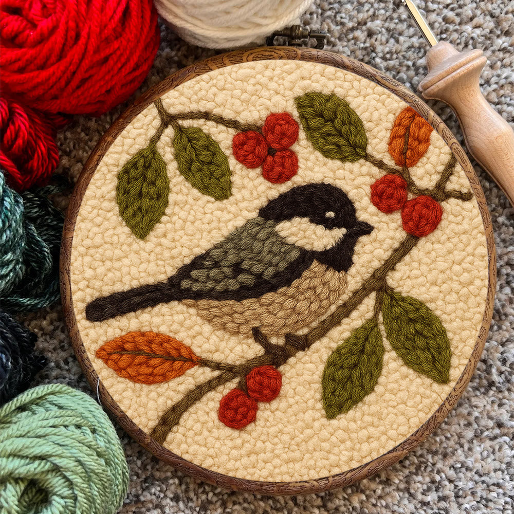 Chickadee Birds Punch Needle Kit - Diy Home Ornament | Beginner Friendly Needlework - image 7