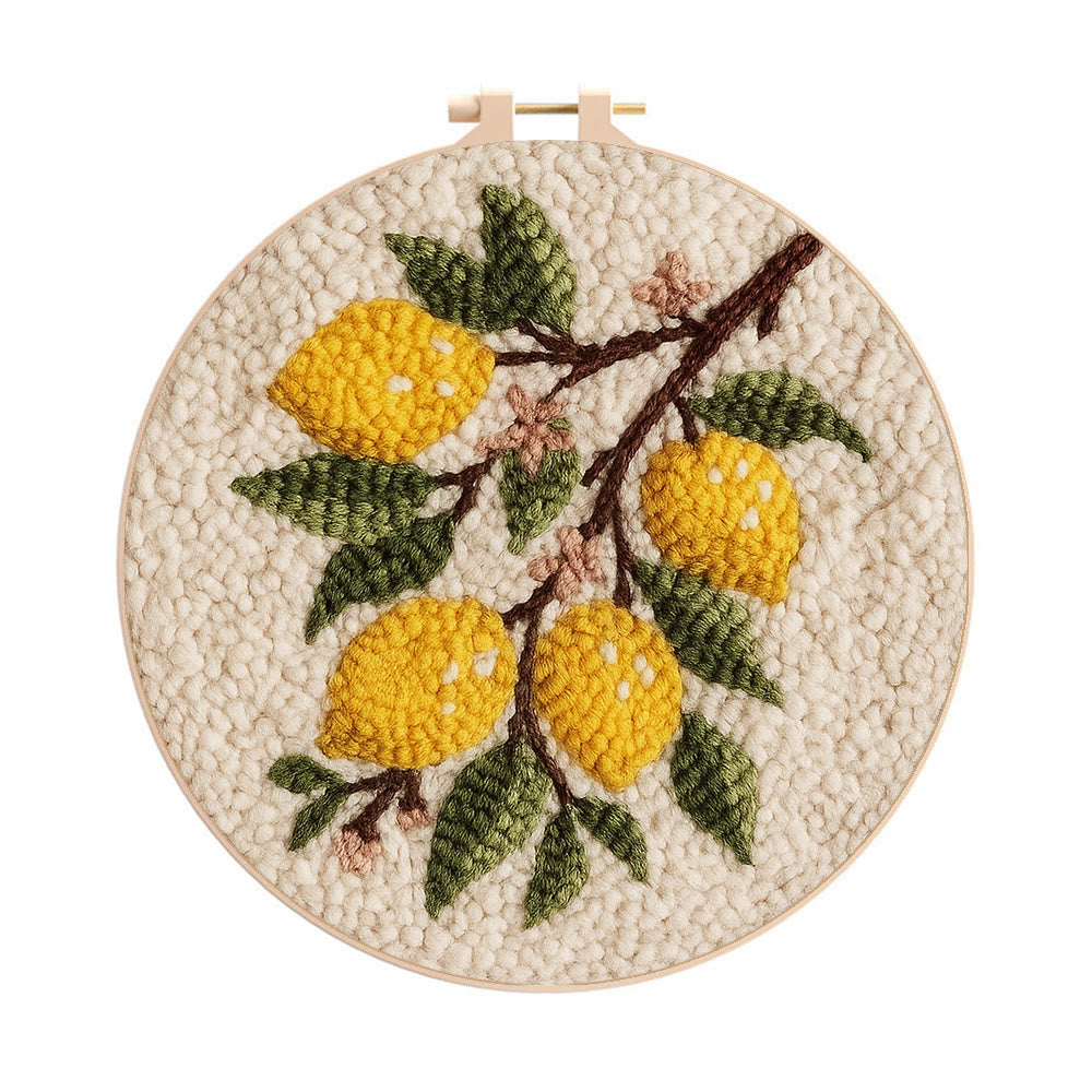 Lemon Tree Punch Needle Kit - Handmade Fruit Craft | Perfect Gift For Craft Lovers - 20cm*20cm - image 0
