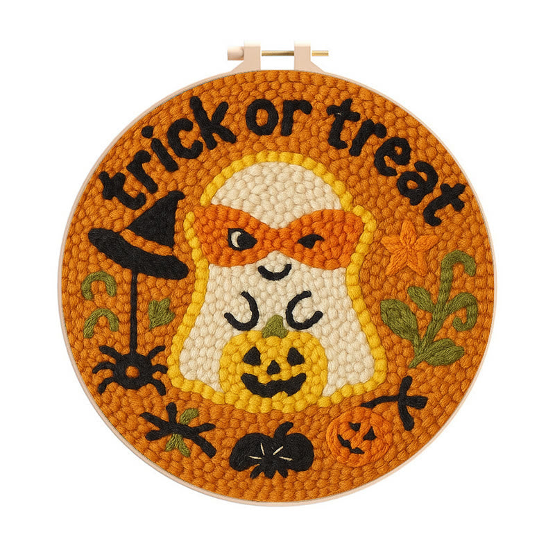 Naughty Ghost Punch Needle Kit - Creative Holiday Handicraft | Personalized Halloween Decor - 20cm*20cm - image 0