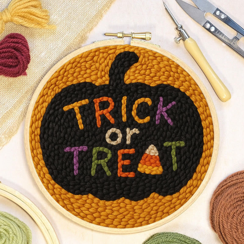 Trick Or Treat Punch Needle Kit - Creative Halloween Wall Decor | Diy Yarn Handmade Art - image 5