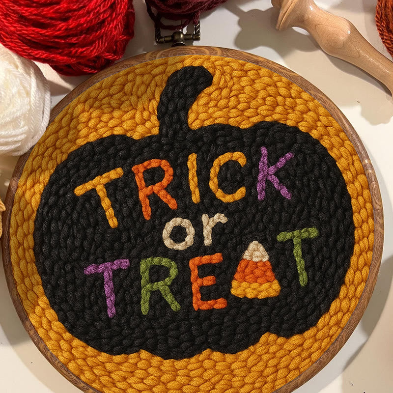 Trick Or Treat Punch Needle Kit - Creative Halloween Wall Decor | Diy Yarn Handmade Art - image 1