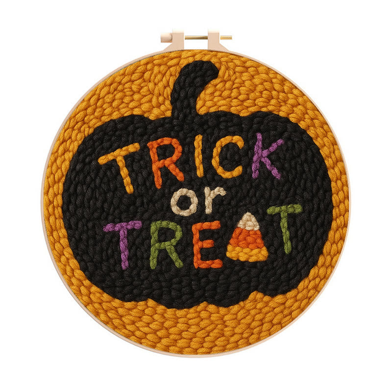 Trick Or Treat Punch Needle Kit - Creative Halloween Wall Decor | Diy Yarn Handmade Art - 20cm*20cm - image 0