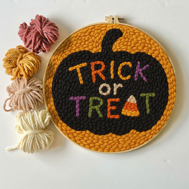 Trick Or Treat Punch Needle Kit - Creative Halloween Wall Decor | Diy Yarn Handmade Art - image 4