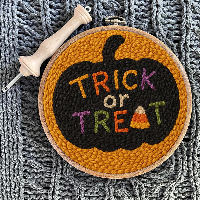 Trick Or Treat Punch Needle Kit - Creative Halloween Wall Decor | Diy Yarn Handmade Art - image 3
