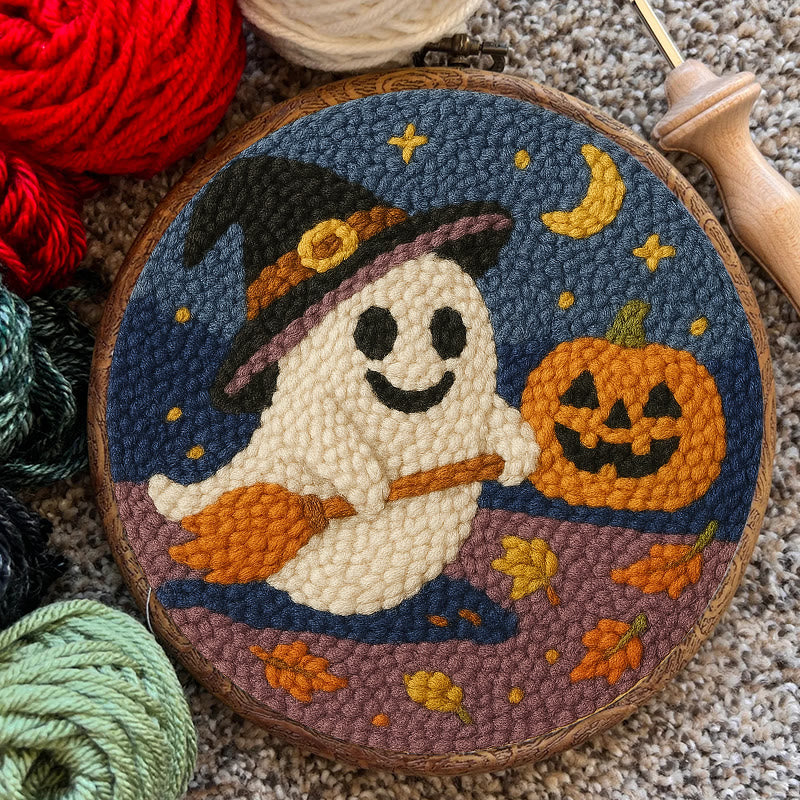 Happy Halloween Ghost Punch Needle Kit - Adorable Halloween Decor | Nice Holiday Handicraft  - image 1